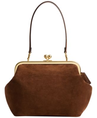 Suede Small Kisslock Frame Bag