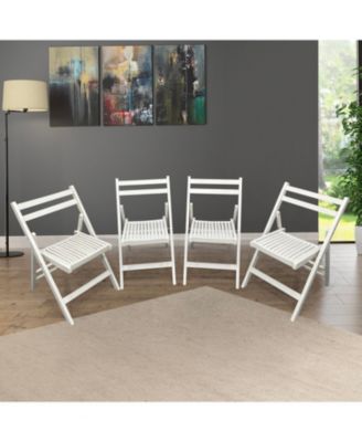 Folding Event Chairs, Set of 4, Slatted Wood