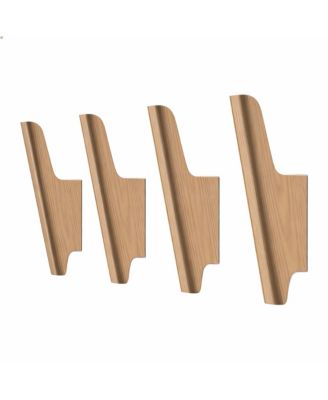 Wooden Wall Hooks 4 Pack - Coat, Hat, Bag, Backpack Hooks for Entryway, Bathroom