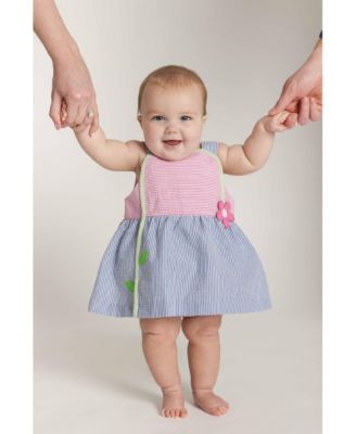Little Girl Seersucker Dress With Flower