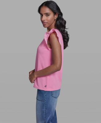 Women's Scallop Trim Boat Neck Top