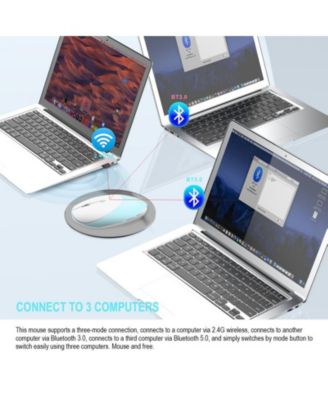 Tri-Mode Silent Wireless Mouse: Bluetooth 5.0/3.0 + 2.4G, 3-Speed DPI, for Office/Study, Slim & Easy-to-Use for Professionals/Students