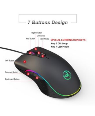 Wired RGB Gaming Mouse,8000 DPI Adjustable, Ergonomic Comfort Grip with 7 Backlight Modes for PC Gamers, Compatible with Windows & Mac