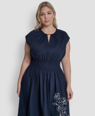 Plus Size Jewel Neck Midi Dress