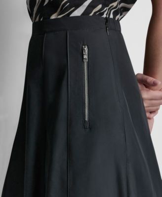 Women's Taffeta A-Line Seamed Midi Skirt