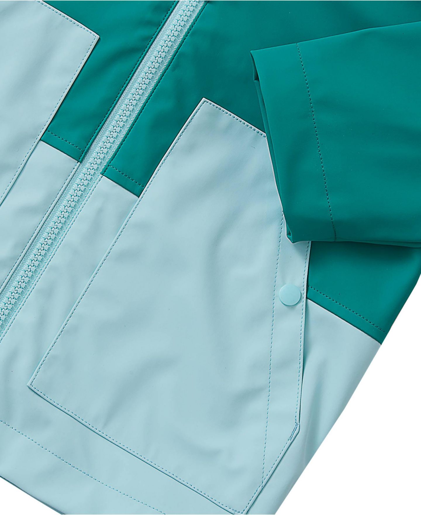 Куртка Lands' End Water Resistant Hooded Slicker Rain Jacket для девочек, цвет: Зелёный / Синий — фото 4