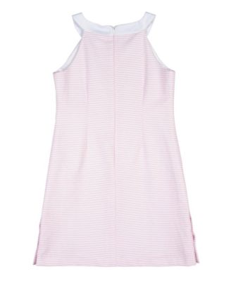 Big Girls Stripe Pique Dress With Side Buttons