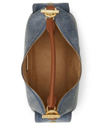 Washed Denim Small Blaike Slim Shoulder Bag