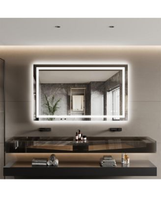 LED Bathroom Mirror with Front and Backlit Illumination, Dimmable Smart Vanity Mirror with Anti-Fog Feature, Memory Function