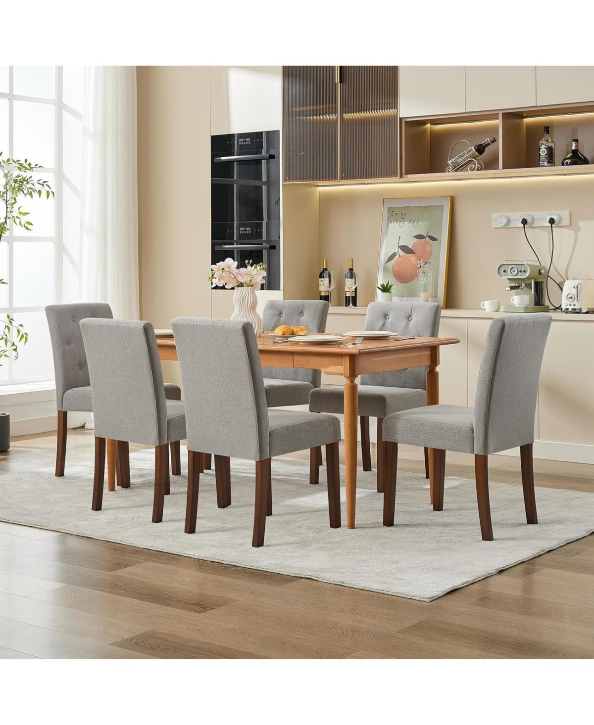 gaomon Upholstered Dining Chairs Set of 2, Tufted Parsons Kitchen Chair with Wood Legs