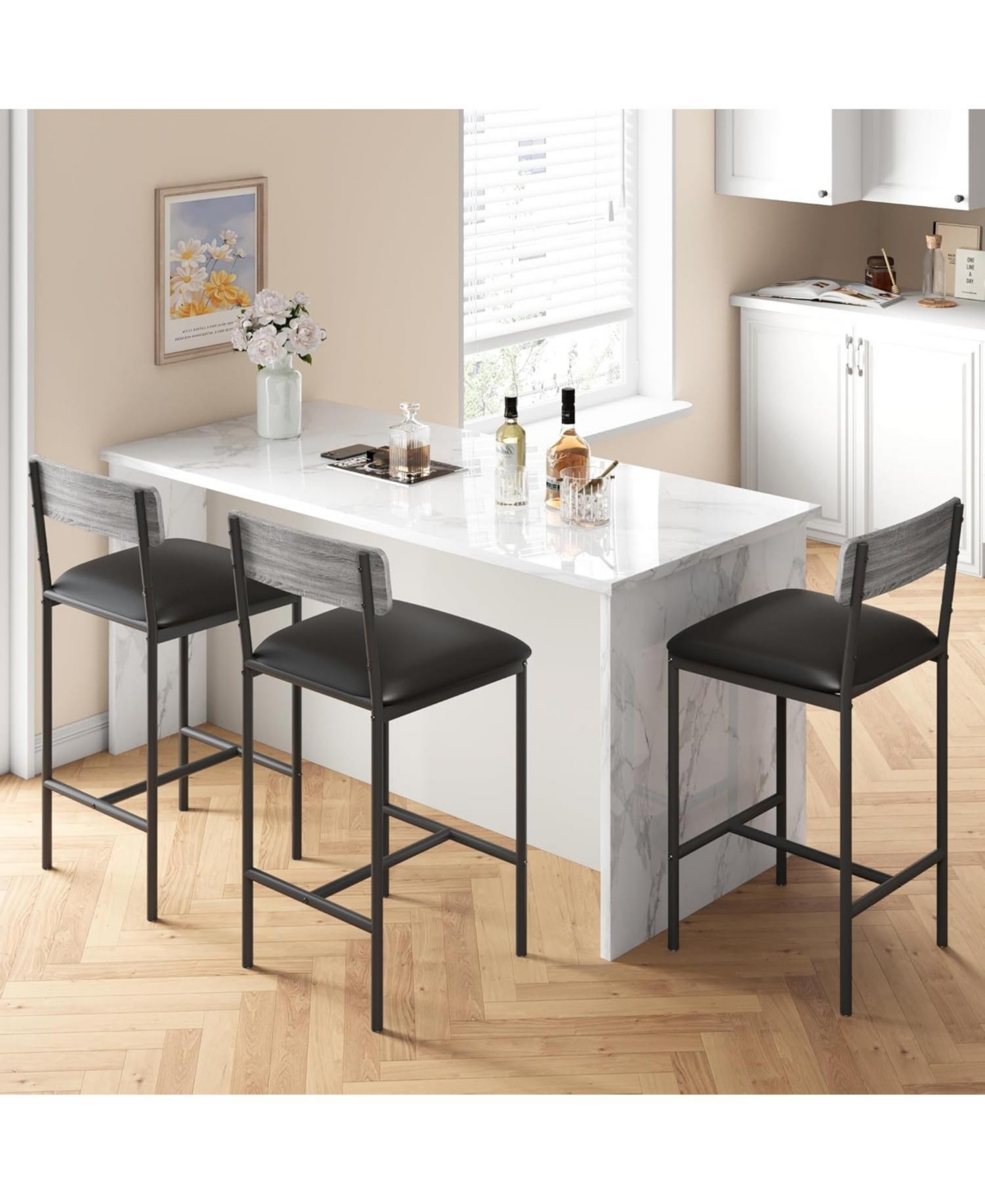 gaomon Kitchen Table Bar Stools Set of 2 Counter Height Bar Chairs for Dining Room, Home Office, Living Room