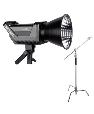 RC 120D 150W Daylight COB LED Video Light, American Standard, Bundle with Pro 9.5' Air-Cushioned Light Stand