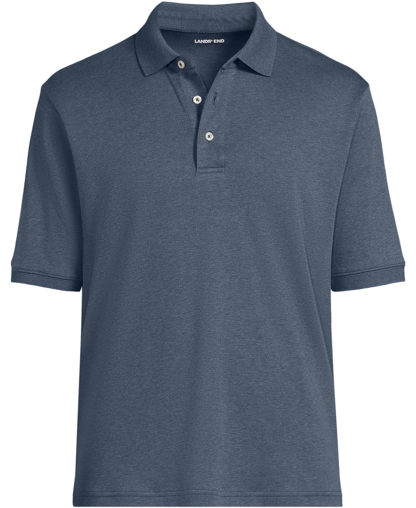 Мужское поло Lands' End Short Sleeve Cotton Supima Polo Shirt, цвет: Сумеречный индиго меланжевый — фото 2