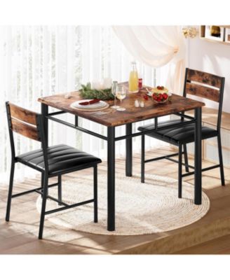29.1" W Dining Table Set for 2, Small Kitchen Table with Upholstered Chairs