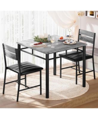 29.1" W Dining Table Set for 2, Small Kitchen Table with Upholstered Chairs