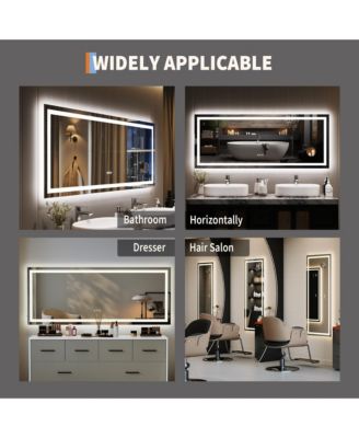 LED Bathroom Mirror 60 24, Dimmable Front & Back Lights, Anti-Fog, Shatter-Proof, Memory, 3X Magnifier Bathroom Vanity Mirror for Wall