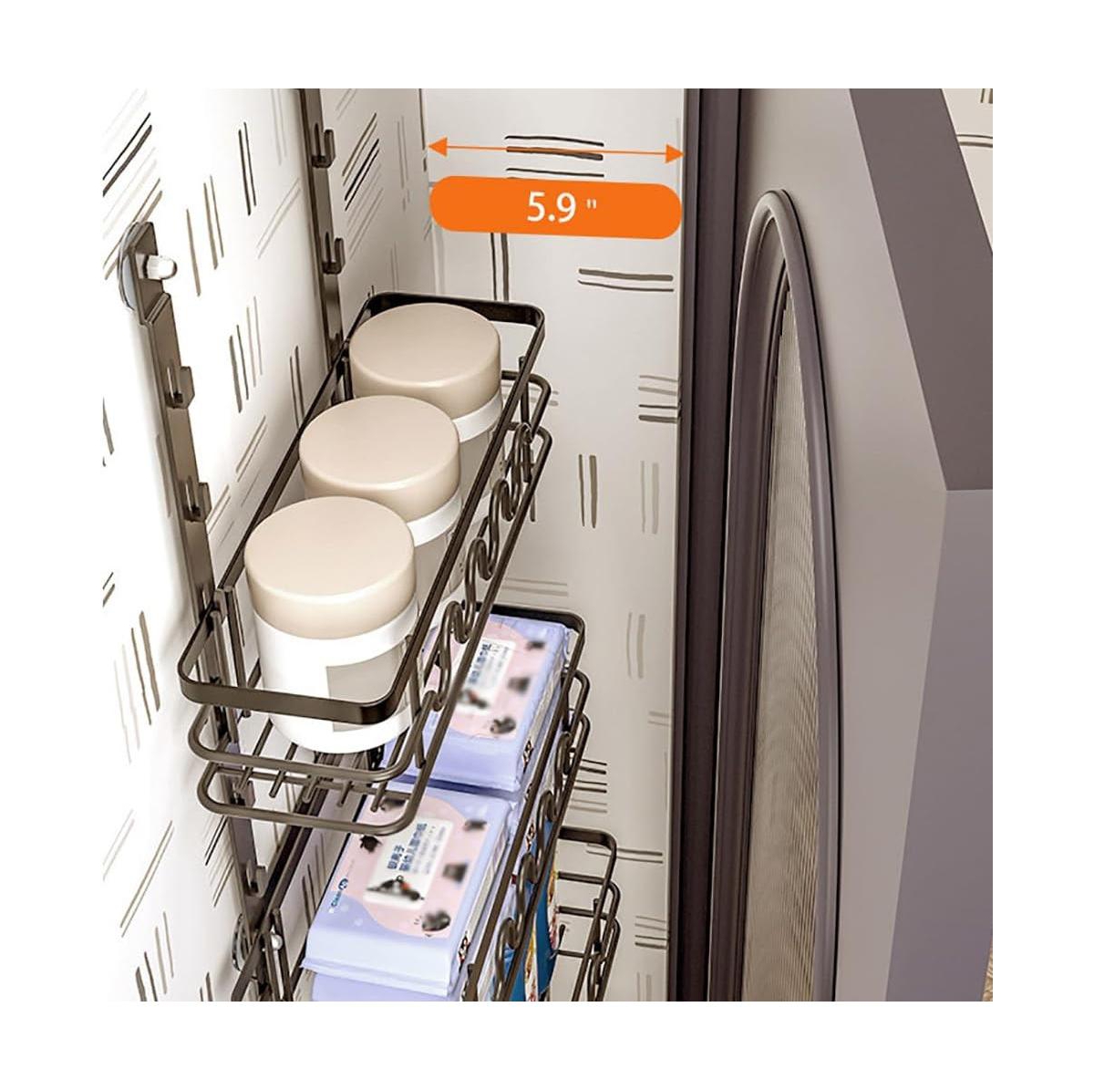 Homfan Over The Door Pantry Organizer, Bathroom Organizer Shelves, Multi-Tier Over The Door Organizer 4 Layers