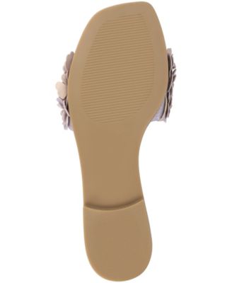 Women's Azalea Embellished Square Toe Floral Flat Sandals