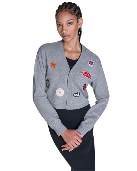 Женский кардиган Converse Chuck Patch, цвет: Винтажный серый меланжевый