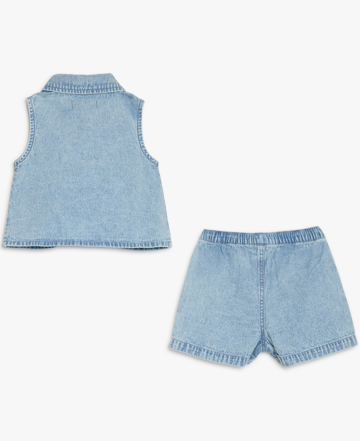 7 For All Mankind Baby Girls' Denim Top and Shorts, 2-Piece Set