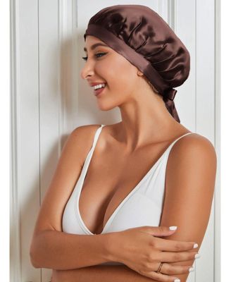 Silksilky Pure Silk Classic Ribbon Bonnet - Brown 25$