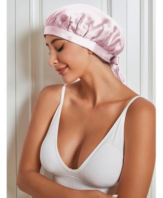 Silksilky Pure Silk Classic Ribbon Bonnet - pastel pink