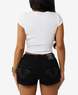 Women's Lace Up Cap Sleeve Rib Top