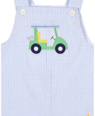 Baby Boy Check Seersucker Shortall With Golf Cart
