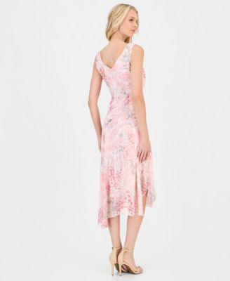 Women's Floral Chiffon Handkerchief Midi Dress