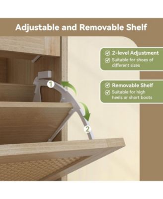 Rattan Shoe Cabinet Storage for Entryway, Shoe Organizer Cabinet with 4 Flip Drawers and 2 Slide Drawers