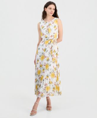 Petite Printed Pleated Maxi Dress