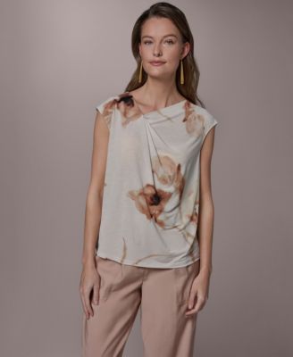 Women's Printed Asymmetric Neck Top