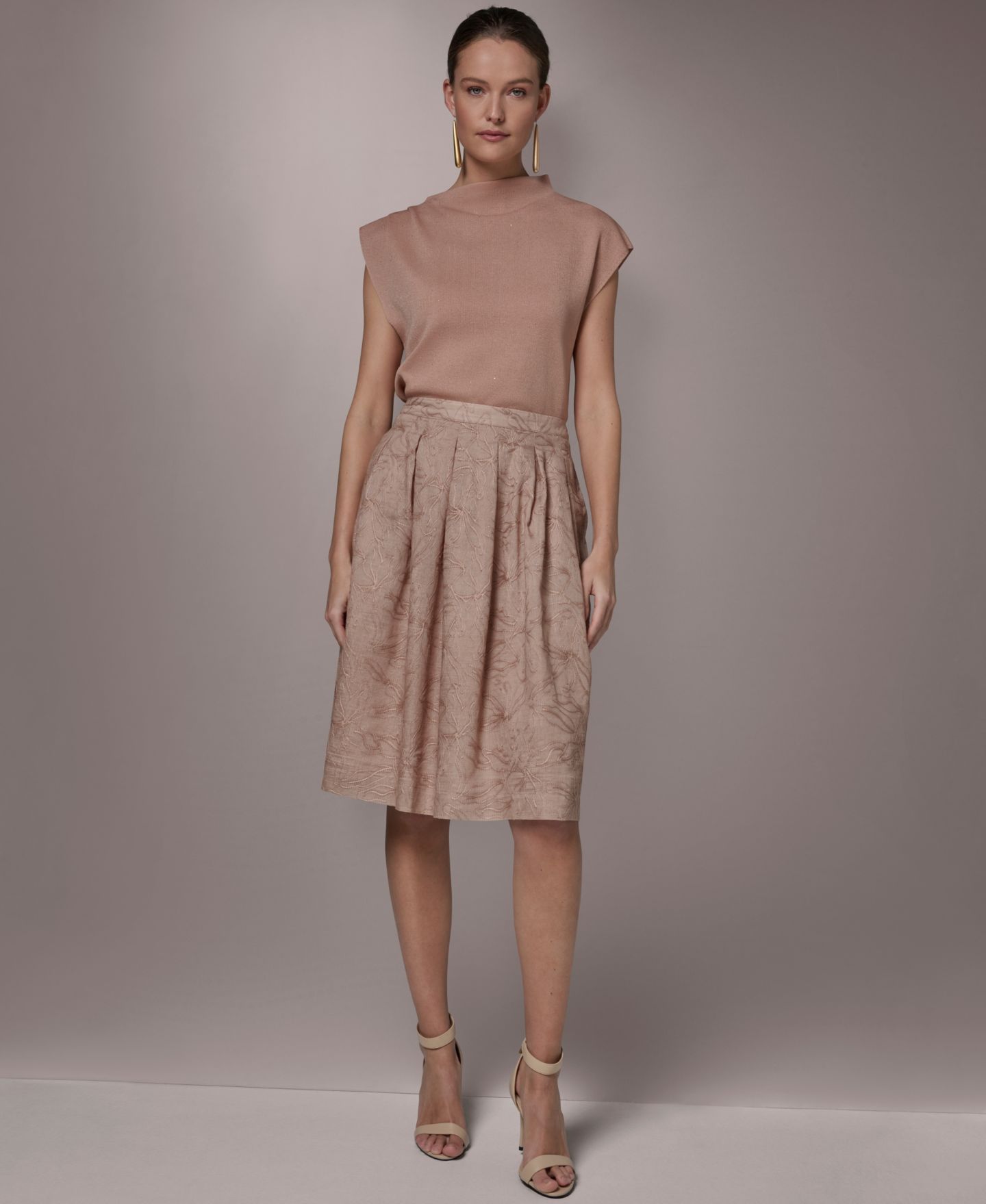 Женская юбка Donna Karan New York Embroidered Pleated, цвет: Снежный — фото 6
