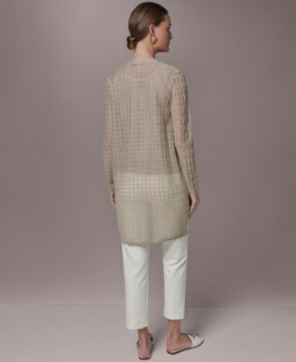 Women's Grid Pattern Long-Sleeve Cardigan