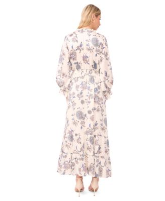 Women's V-Neck Long-Sleeve Maxi Dress