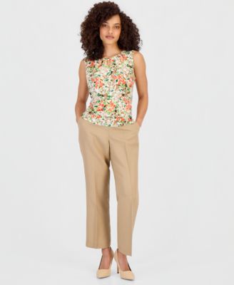 Petite Mid Rise Straight-Leg Pull-On Ankle Pants