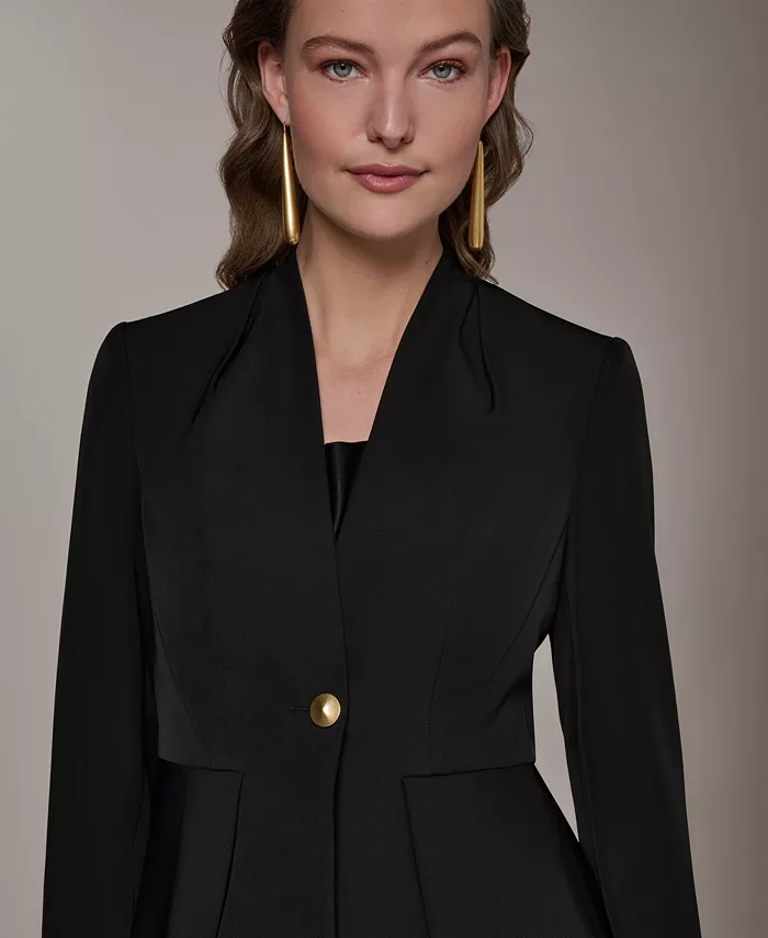 Petite Collarless One Button Blazer - thumbnail 6