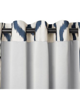 Renzo Ikat Geometric Linen Room Darkening Window Curtain