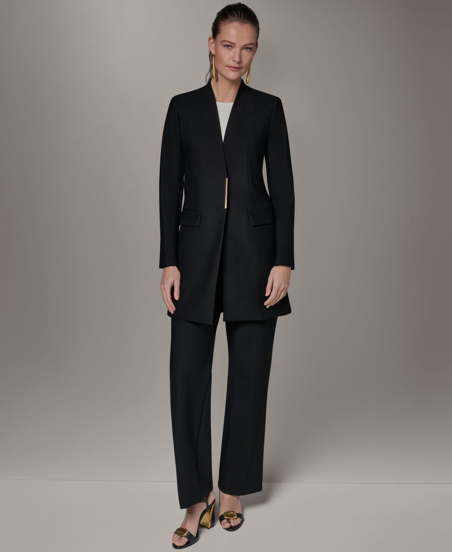 Petite Collarless Blazer