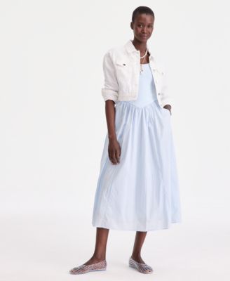 Women's Scoop-Neck Sleeveless Mixed Media Midi Dress