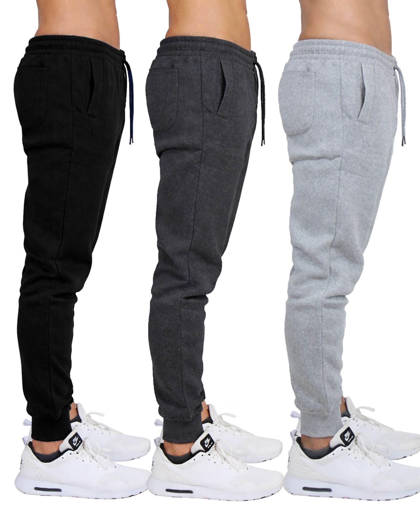 Мужские брюки Blue Ice Big & Tall Regular-Fit Jogger Sweatpants, 3-Pack, цвет: Чёрный / Угольный — фото 2