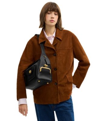 Leather Haversack Large Turnlock Shoulder Bag