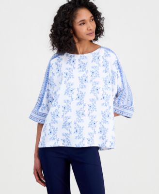 Women's 3/4-Sleeve Boat-Neck Top