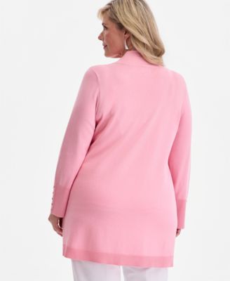 Plus Size Open-Front Long-Sleeve Cardigan