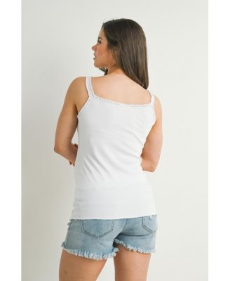 Maternity Women  s Ribbed Lace Trim Camisole Top