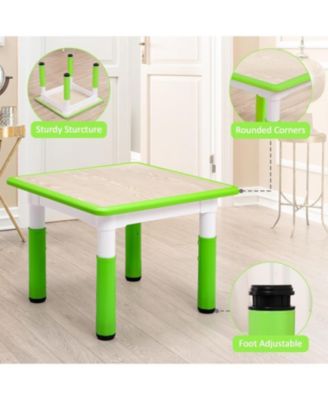 Modern Kids Table and 4 Chair Set, Height Adjustable Toddler Tables and 4 Chairs with Non-Slip Desk