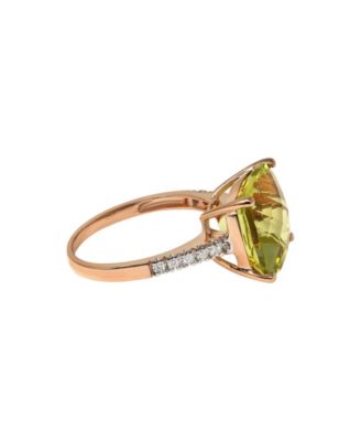 Lemon Quartz (6 ct. t.w.) and Diamond (1/20 ct. t.w.) Ring in 14k Rose Gold