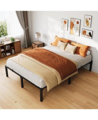 Metal Bed Frame, 16" High Platform Frame No Box Springs Needed, Heavy-Duty Sturdy Construction with Storage Space Under Bed.