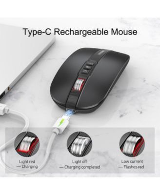 Dual-Mode Wireless Silent Mouse - (2.4G + Bluetooth 5.1)- 4 Adjustable DPI 800-2400, Type-C Rechargeable, Slim Portable for PC, Laptop, Mac
