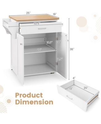 Rolling Kitchen Island Cart with Spice Rack and Adjustable Shelf, Storage Organizer